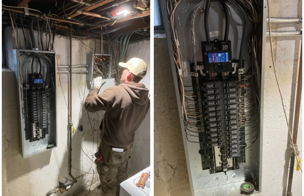 electrician working on a panel upgrade